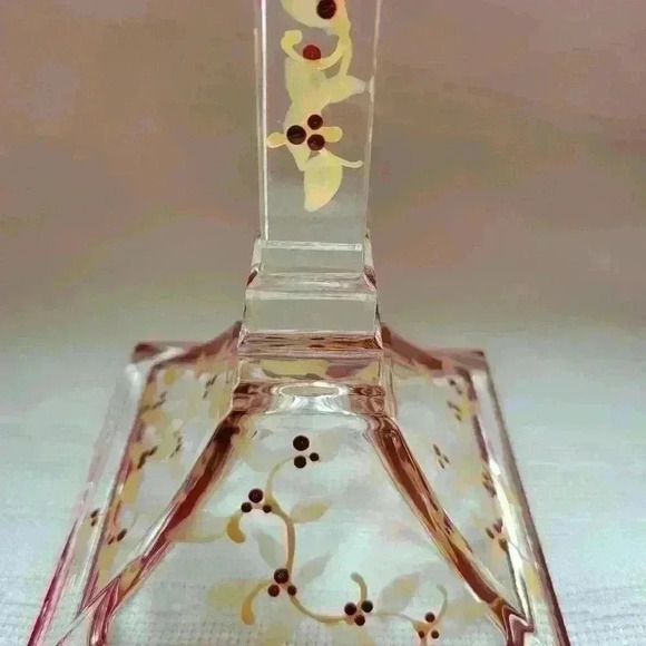 Pair-Hand painted Crystal Candlesticks - Picture 5 of 5